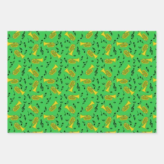 Marcherende bariton Muzieknoten Treble Clefs Inpakpapier Vel (Voorkant)