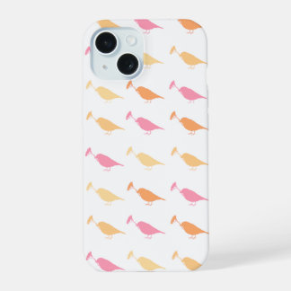 Marcherende Madeliefje Vogel Design Oranje Roze iPhone 15 Case