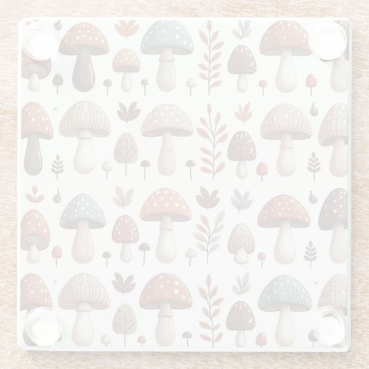 marcherende paddenstoelen glazen onderzetter (Achterkant)