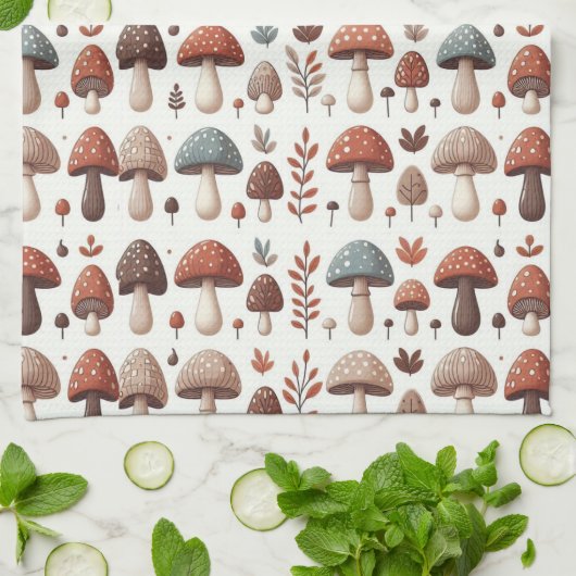 marcherende paddenstoelen theedoek (Gevouwen)