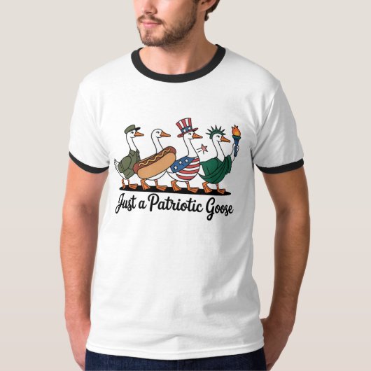 Marcherende Patriotische Ganzen T-Shirt Grappig 4 (Voorkant)