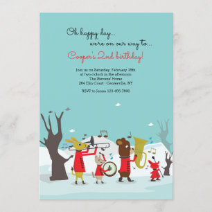 Marching Animal Band Birthday Party Kaart