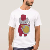 Marching Band Bass Drum Cat Maroon en Goud T-shirt (Voorkant)