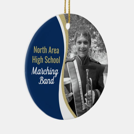 Marching Band Blue and Gold Photo Keramisch Ornament (Rechts)