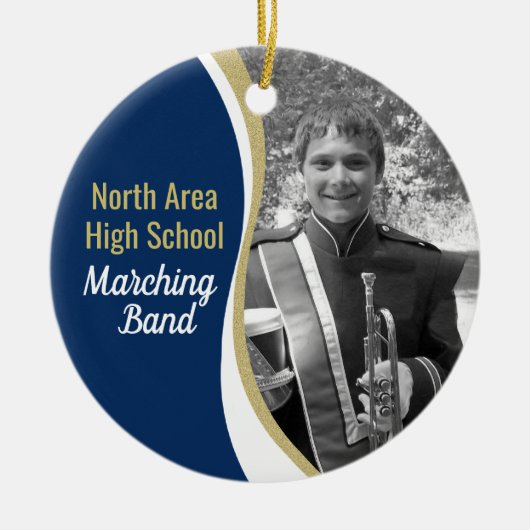 Marching Band Blue and Gold Photo Keramisch Ornament (Voorkant)