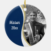 Marching Band Blue and Gold Photo Keramisch Ornament (Achterkant)