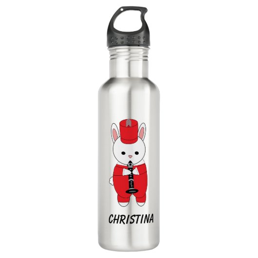 Marching Band Bunny Klarinet Personaliseren Rood W Waterfles (Voorkant)