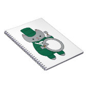 Marching Band Cat Bass Drum Groen en Wit Notitieboek (Rechterzijde)