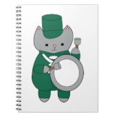 Marching Band Cat Bass Drum Groen en Wit Notitieboek (Voorkant)