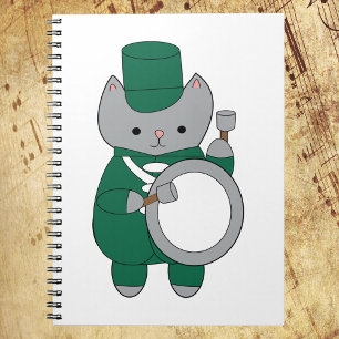 Marching Band Cat Bass Drum Groen en Wit Notitieboek
