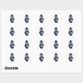 Marching Band Cat Drum Navy Blue Gold Ronde Sticker (Vel)