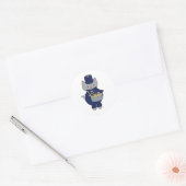 Marching Band Cat Drum Navy Blue Gold Ronde Sticker (Envelop)