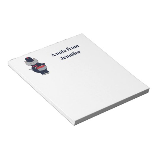 Marching Band Cat Drum Navy Blue Red Personalize Notitieblok (Schuin)