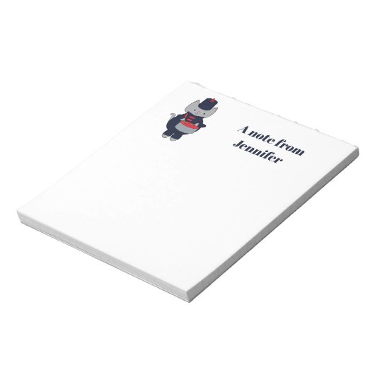 Marching Band Cat Drum Navy Blue Red Personalize Notitieblok (Linkerzijde)