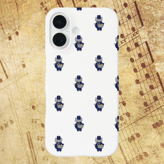Marching Band Cat Drummer Navy Blue Gold Pattern Case-Mate iPhone Case