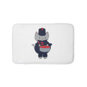 Marching Band Cat Drummer Navy Blue Red Badmat (Voorkant)