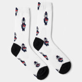Marching Band Cat Drummer Navy Blue Red Sokken (Rechts)