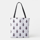 Marching Band Cat Drummer Navy Blue Red Tote Bag (Achterkant)
