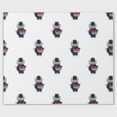Marching Band Cat Snare Drum Navy Blue Red Pattern Cadeaupapier (Vlak)