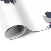 Marching Band Cat Snare Drum Navy Blue Red Pattern Cadeaupapier (Rol Hoek)