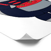 Marching Band Cat Snare Drum Red Navy Blue Poster (Hoek)