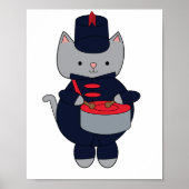 Marching Band Cat Snare Drum Red Navy Blue Poster (Voorkant)