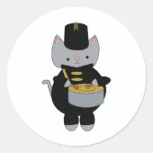 Marching Band Cat Snare Drum Zwart en Goud Ronde Sticker (Voorkant)