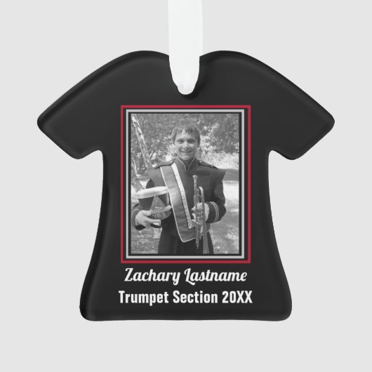 Marching Band Custom Rood Zilver en Zwart Ornament (achterkant)