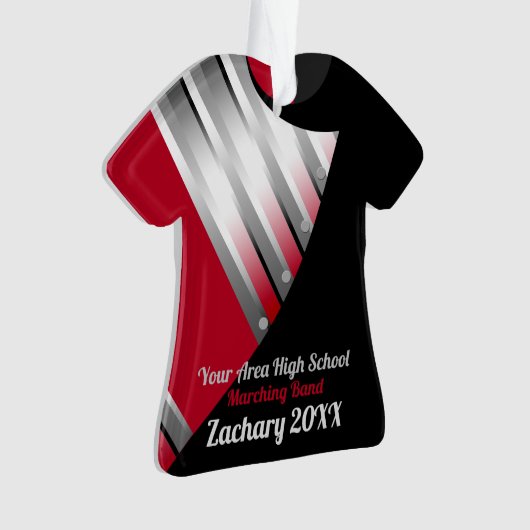 Marching Band Custom Rood Zilver en Zwart Ornament (voorkant)
