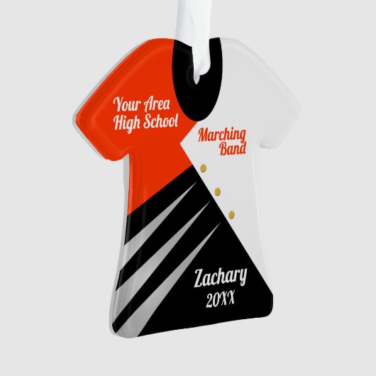 Marching Band Custom Sinaasappel en zwart Ornament (voorkant)