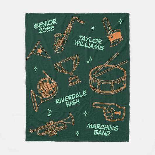 Marching Band Doodle Drawing Senior Night Fleece Deken (Voorkant)