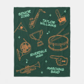 Marching Band Doodle Tekening Senior Night Fleece Deken (Voorkant)