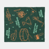 Marching Band Doodle Tekening Senior Night Fleece Deken (Voorkant (Horizontaal))