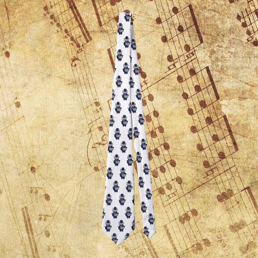 Marching Band Drumline Cat Navy Blue Gold Pattern Stropdas