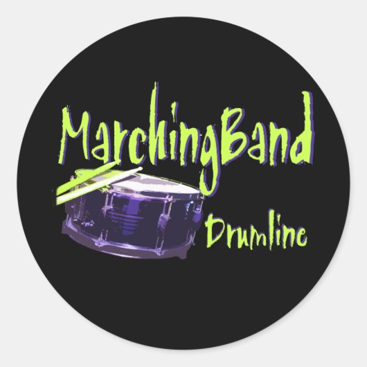 Marching Band Drumline Ronde Sticker (Voorkant)