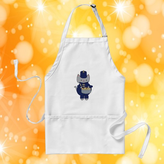 Marching Band Drummer Cat Navy Blue Gold Standaard Schort