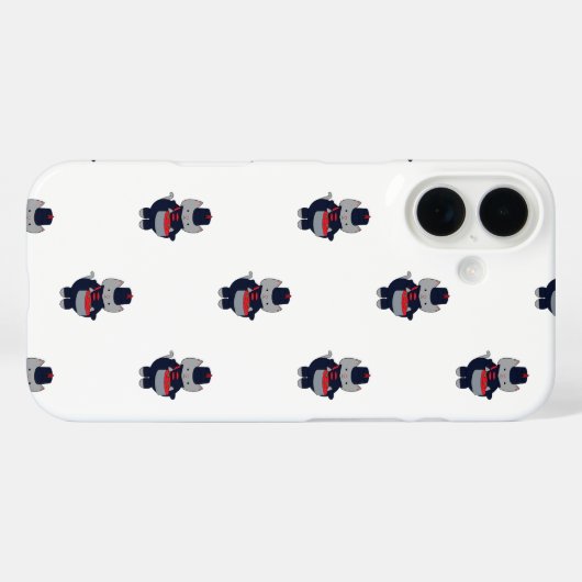 Marching Band Drummer Cat Navy Blue Red Pattern Case-Mate iPhone Case (Achterkant (horizontaal))
