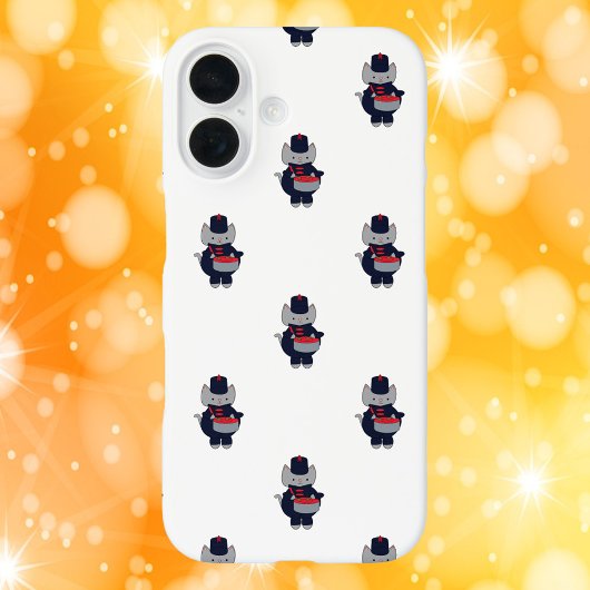 Marching Band Drummer Cat Navy Blue Red Pattern Case-Mate iPhone Case