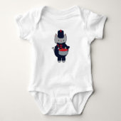Marching Band Drummer Cat Navy Blue Red Romper (Voorkant)