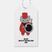 Marching Band Drummer Cat Red Black Personaliseren Cadeaulabel (Achterkant)