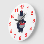 Marching Band Drummer Kat Navy Blauw Rood Grote Klok (Hoek)