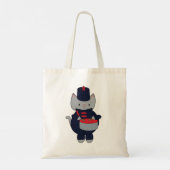 Marching Band Drummer Kat Navy Blauw Rood Tote Bag (Achterkant)