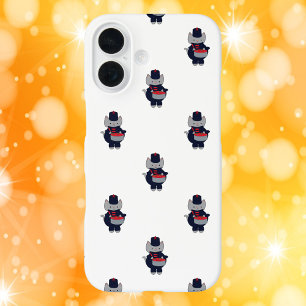 Marching Band Drummer Kat Navyblauw Rood Patroon iPhone 16 Hoesje