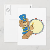 Marching Band Drummerende Beer Briefkaart (Voorkant / Achterkant)
