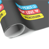 Marching Band Gift Peace Love Percussicien Cadeaupapier (Rol Hoek)