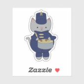 Marching Band Gray Cat Drum Navy Blue Gold Sticker (Vel)