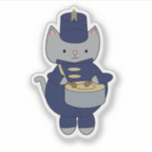 Marching Band Gray Cat Drum Navy Blue Gold Sticker (Voorkant)