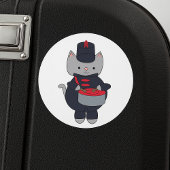 Marching Band Gray Cat Drum Navy Blue Red Ronde Sticker