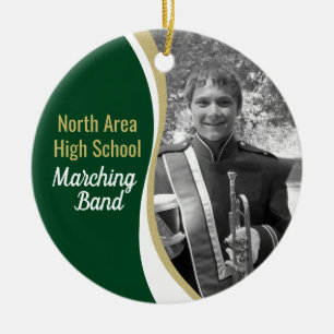 Marching Band Green en Gold Photo Keramisch Ornament