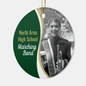 Marching Band Green en Gold Photo Keramisch Ornament (Links)